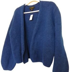 NWT Banana Republic Blue Wool Blend Open Front Cardigan Sweater M